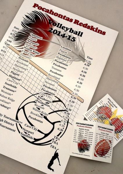 Full size or wallet size calendars created for the sports team of your choice! These sports calendars can be full color with a photograph in the background.