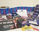 We print a diverse array of affordable political products: campaign signs, push cards, political postcards, lapel stickers, bumper stickers, political door hangers, flyers, posters, business cards, and more.