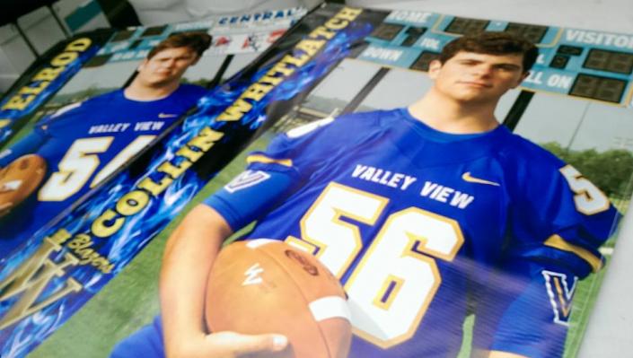 Our vinyl banners are printed on 13 oz vinyl and have hemmed edges and grommets. These are great for businesses, events, and even to celebrate senior athletes! 