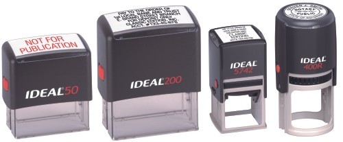 Our custom self inking stamps are available in various colors and sizes, with refillable ink cartridges. 