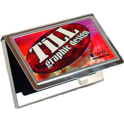 Another full color option, business can step up their game by keeping their business cards in a custom made business card holder. Sure to impress potential clients!